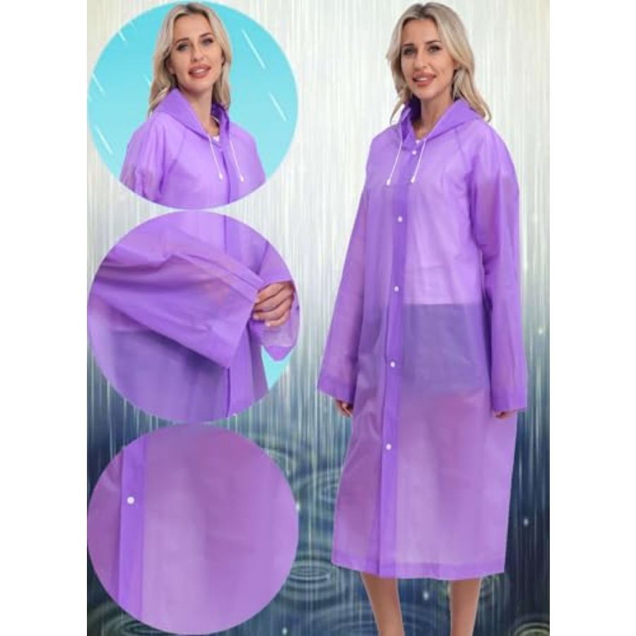 2-Pack Reusable Rain Ponchos f - Emergency Poncho Rain avaliação e preço