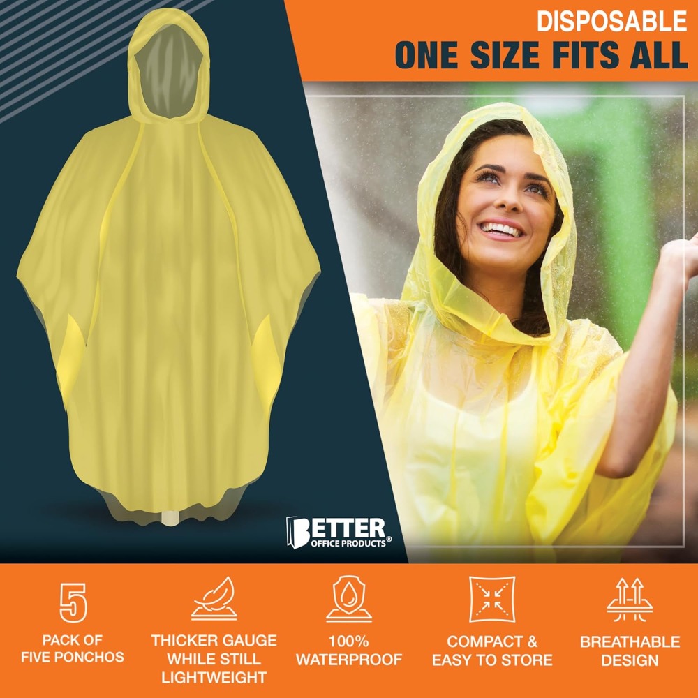 Disposable Yellow Rain Ponchos - Emergency Poncho Rain avaliação e preço