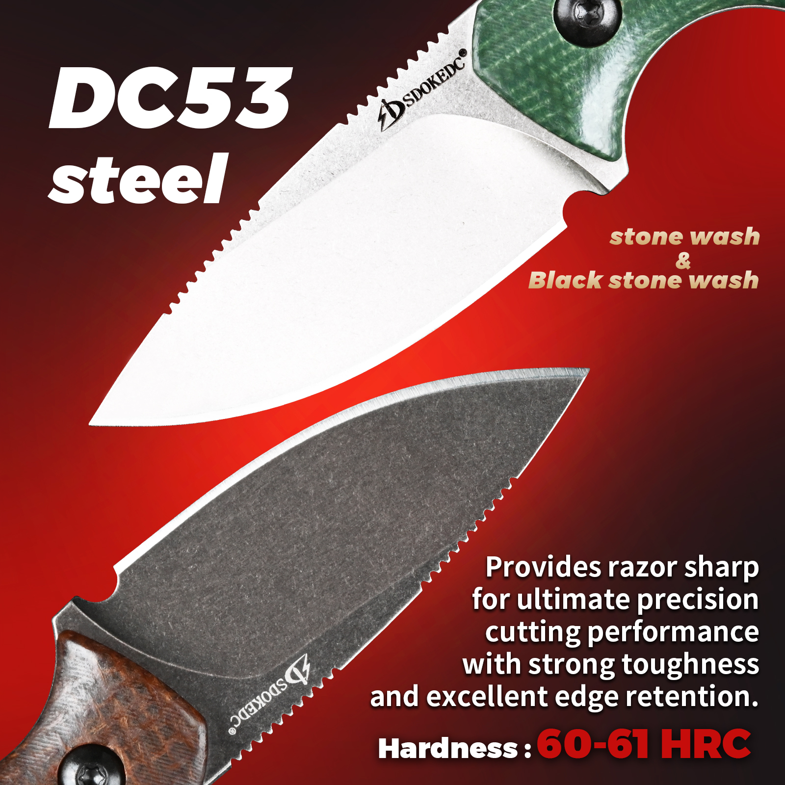 Premium SDOKEDC DC53 Steel EDC - Bushcraft Knife Fixed avaliação e preço