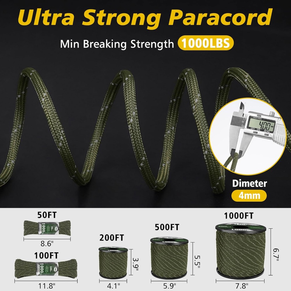 Reflective Paracord 1000lb, 50 - Para Cord 1000Ft avaliação e preço