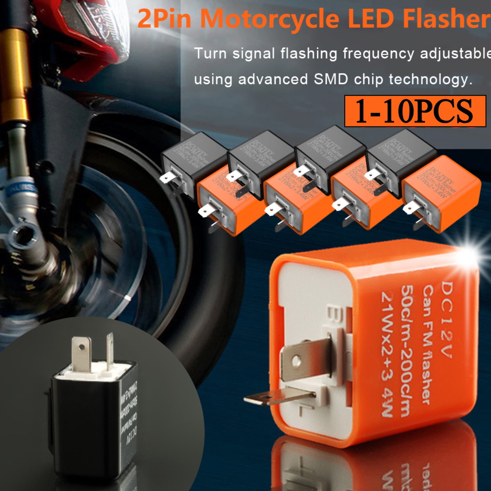 2Pin Motorcycle LED Flasher Re - Signal Panel Orange avaliação e preço