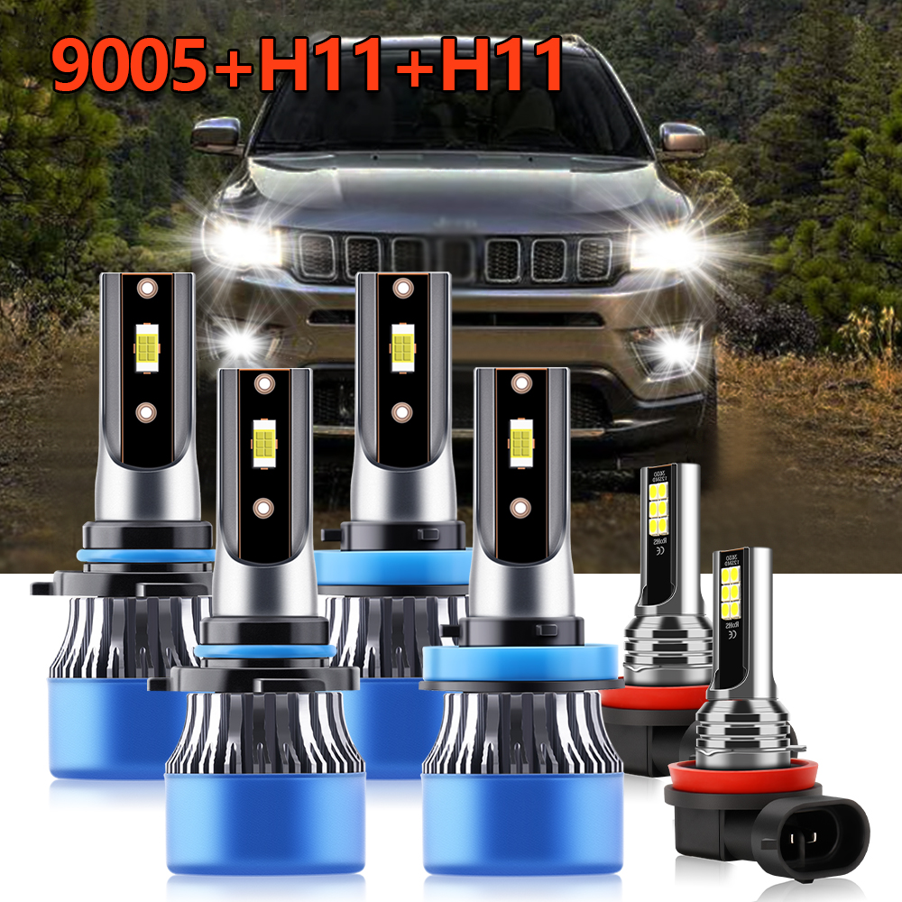 6x Combo LED Headlight 9005 H1 - Compass Lensatic avaliação e preço
