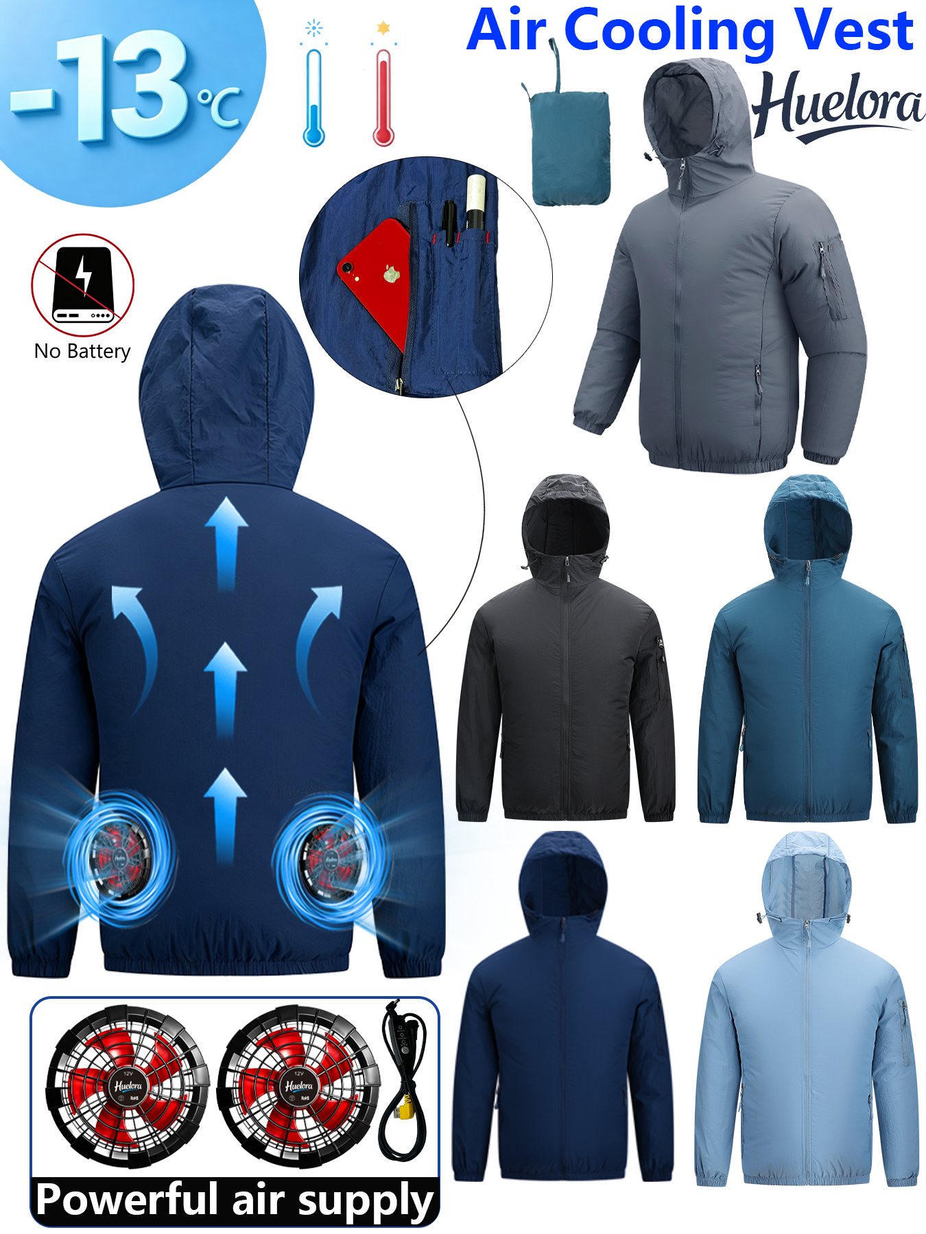 Men's Hooded USB Cooling Jacke - Fishing Kit Compact avaliação e preço