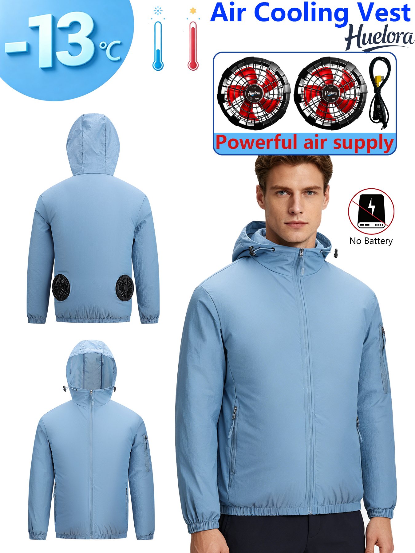 Men's Hooded USB Cooling Jacke - Fishing Kit Compact avaliação e preço