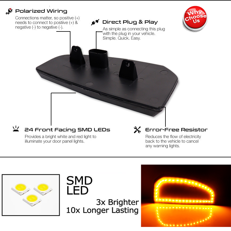 2pcs Switchback LED Side Mirro - Signal Panel Orange avaliação e preço