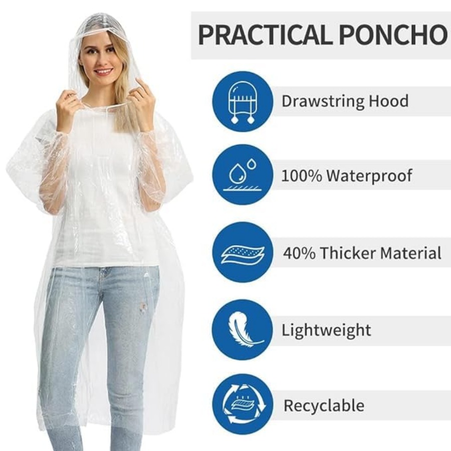 5/10/20 Pack Rain Ponchos, Dis - Emergency Poncho Rain avaliação e preço
