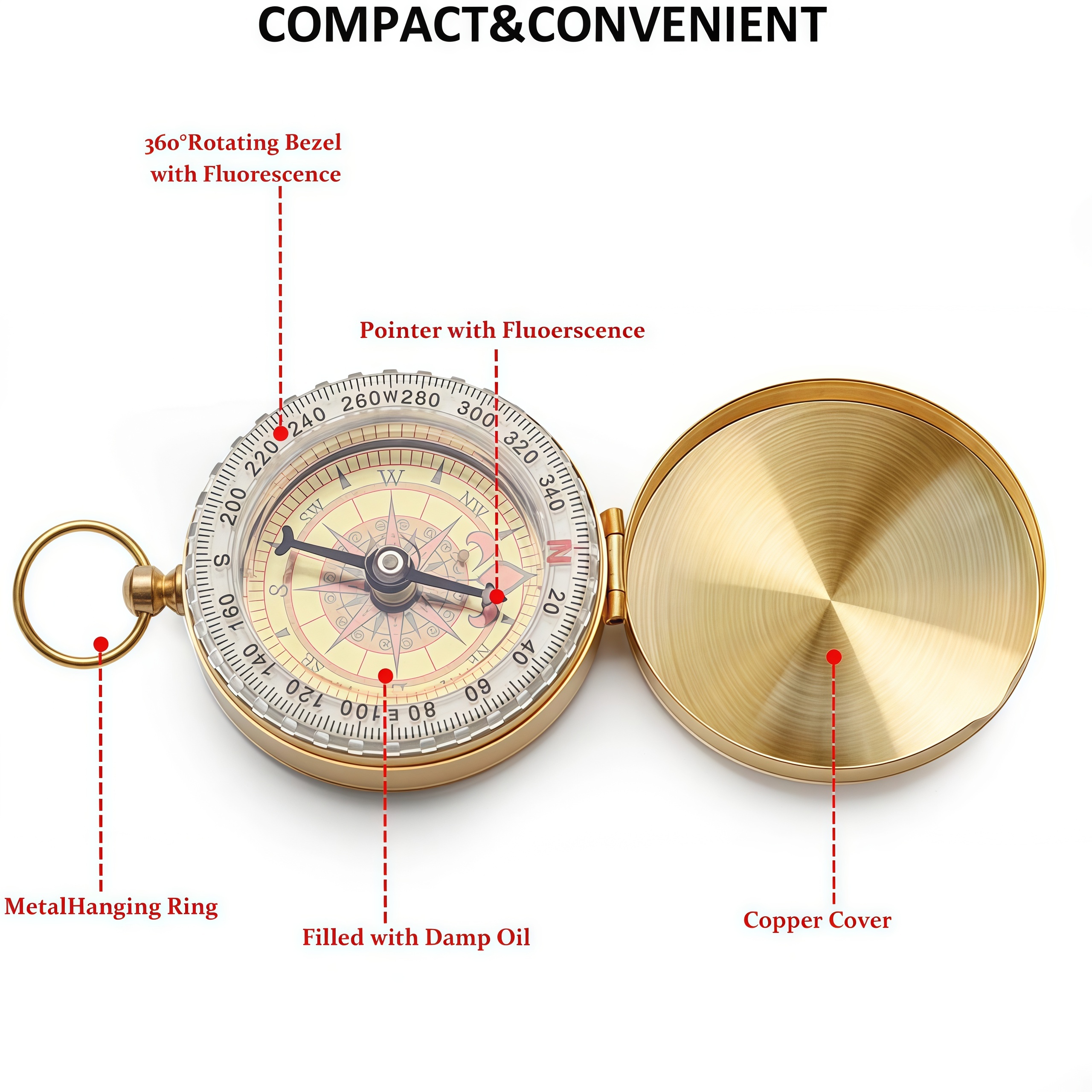 Brass Outdoor Compass - Gold C - Compass Lensatic avaliação e preço