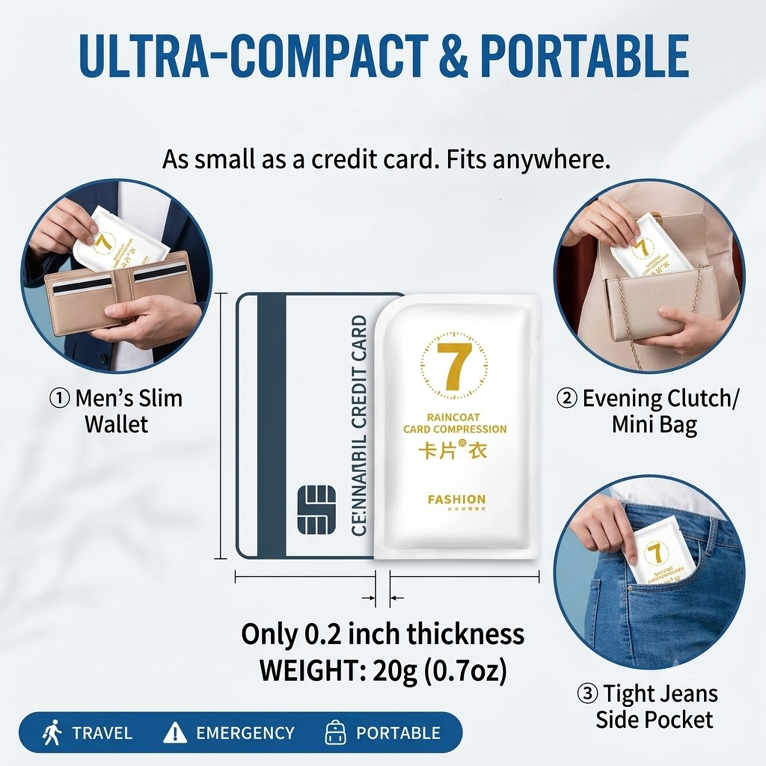 Unisex Portable Card Disposabl - Emergency Poncho Rain avaliação e preço