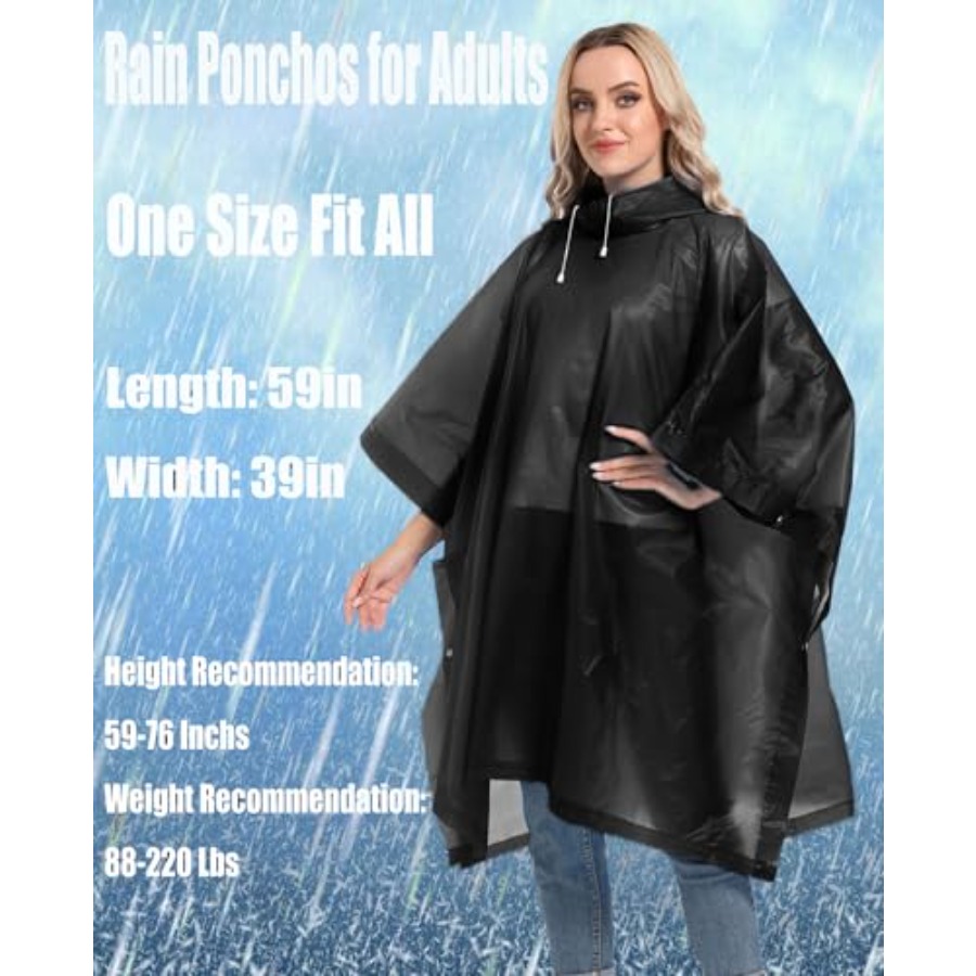 2-Pack Reusable Rain Ponchos f - Emergency Poncho Rain avaliação e preço