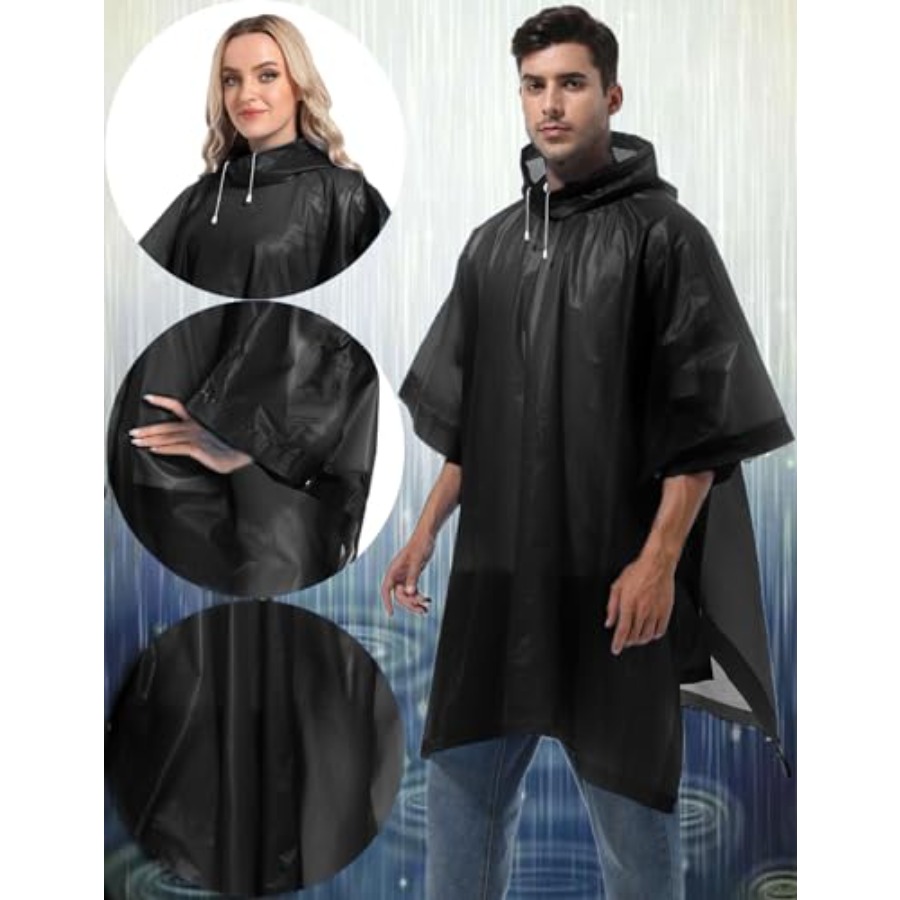 2-Pack Reusable Rain Ponchos f - Emergency Poncho Rain avaliação e preço
