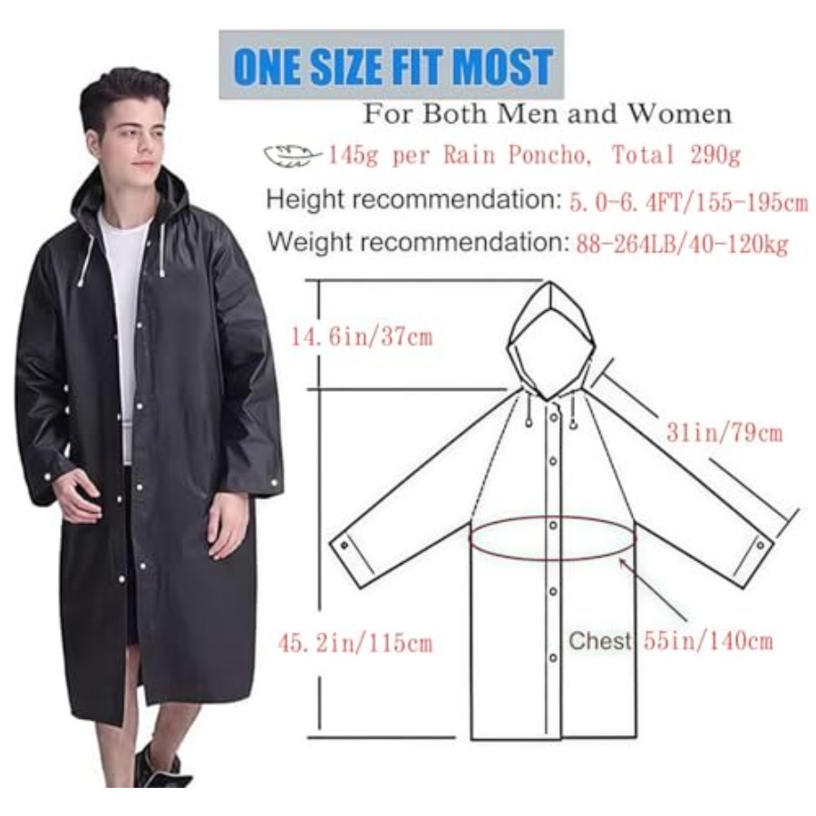 Rain Coat Poncho for Adult, 2  - Emergency Poncho Rain avaliação e preço