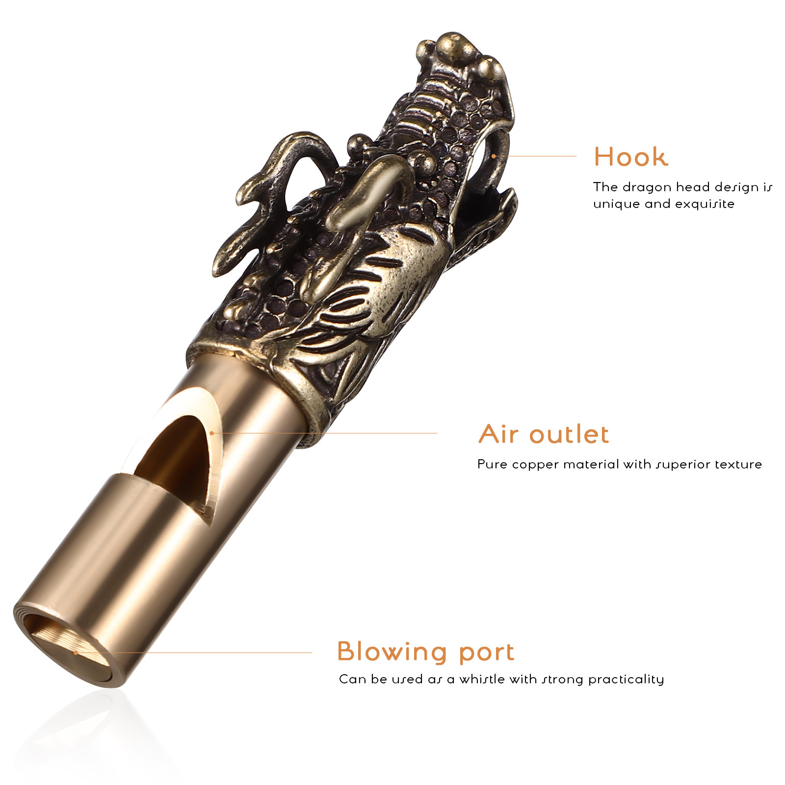 3Pcs Dragon Whistles Brass Ret - Emergency Whistle Loud avaliação e preço