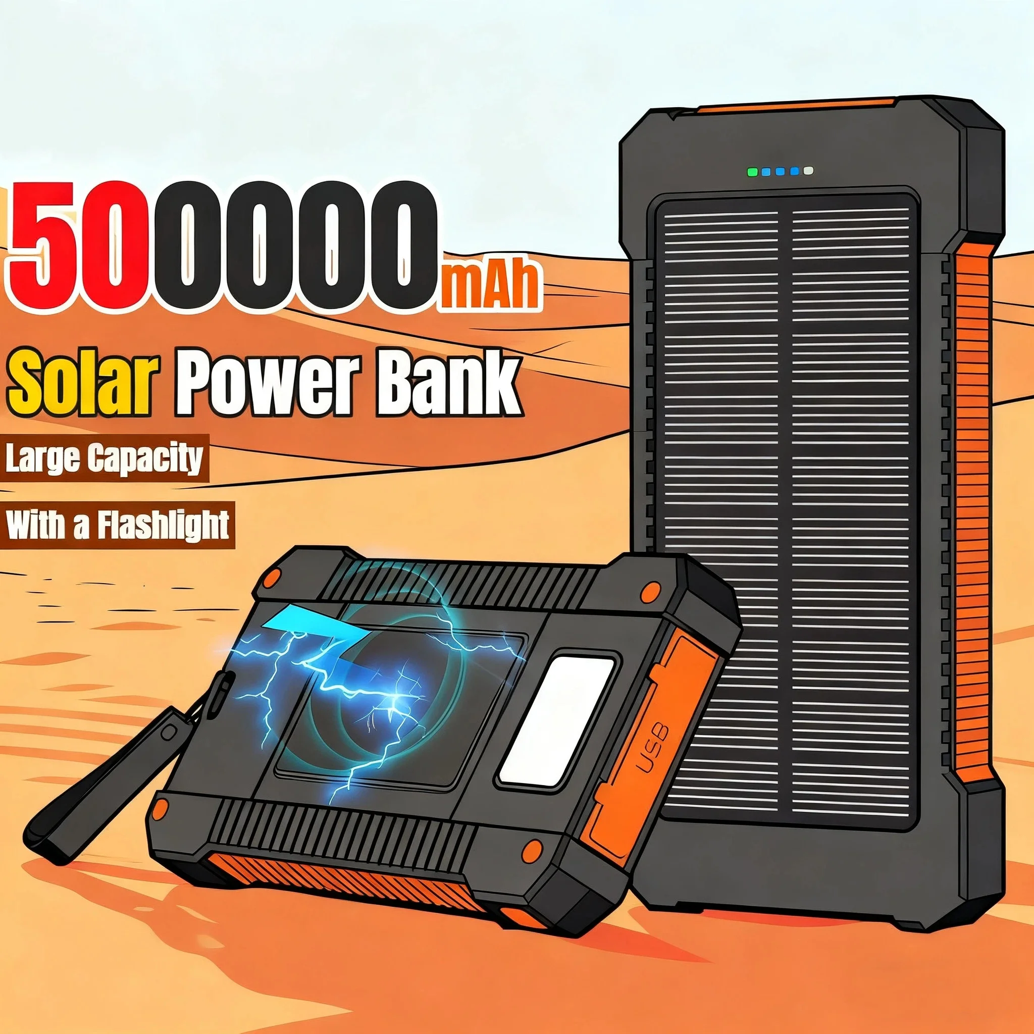500000mAh Waterproof Outdoor S - Solar Emergency Charger avaliação e preço