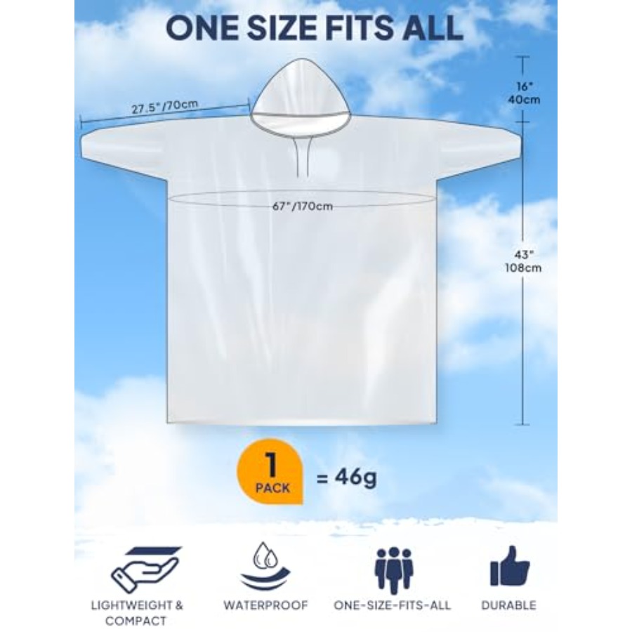 ANYOO Disposable Rain Poncho f - Emergency Poncho Rain avaliação e preço