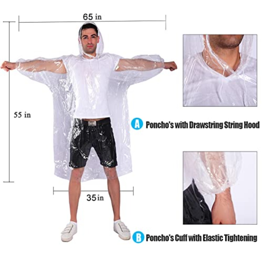 Rain Ponchos, with Drawstring  - Emergency Poncho Rain avaliação e preço