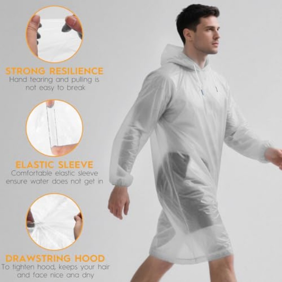 and and Disposable Rain Poncho - Emergency Poncho Rain avaliação e preço